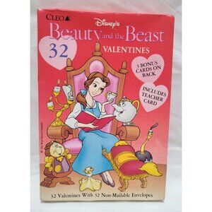 Cleo Disney Vintage Beauty And The Beast 32 Valentines Cards and Envelopes
